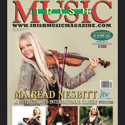 Photo of Mairead Nesbitt on the front page of Irish Music Magazine.